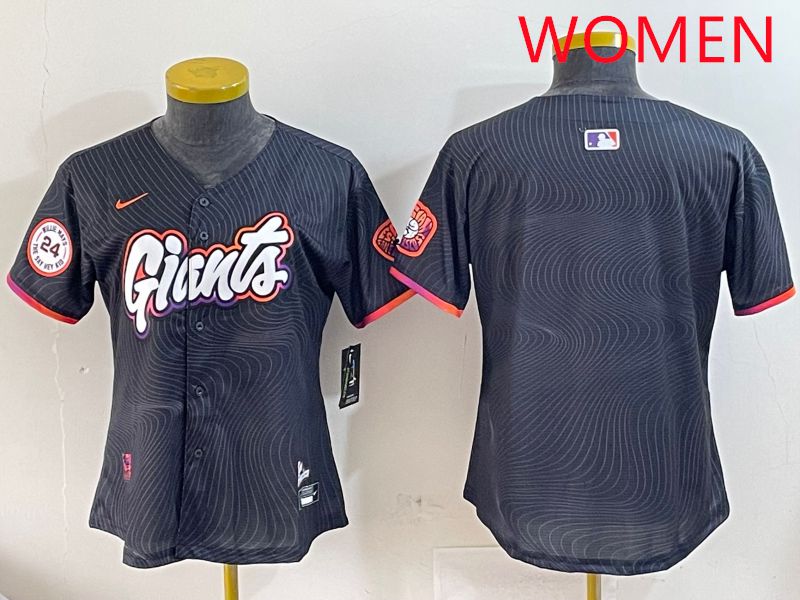 Women San Francisco Giants Blank Black Second generation Joint Name 2025 Nike MLB Jersey style 2->women mlb jersey->Women Jersey